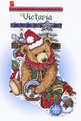 Chaussette de Noël : ours victorien