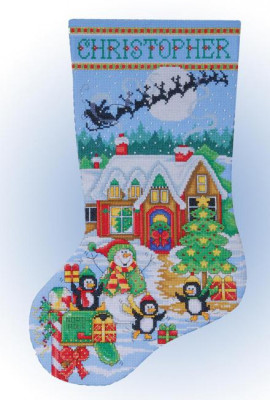 Chaussette de Noël : jeux de pingouins