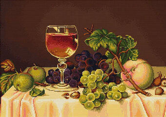 Nature morte raisins et vin