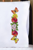 taie d'oreiller coquelicots et papillons